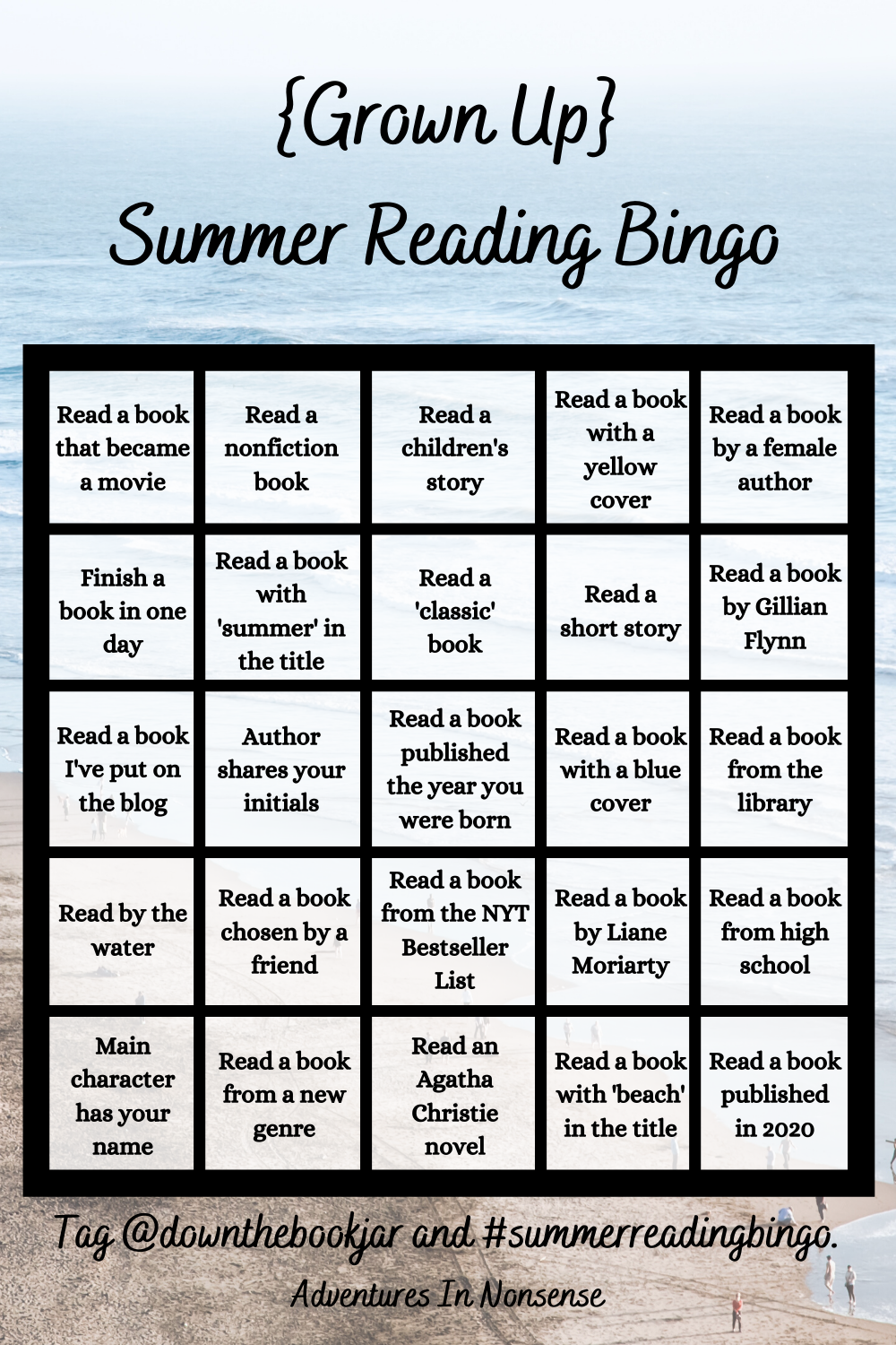 summer reading bingo adults grown up